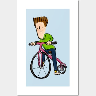 Cool Looking Boy Riding Bicycle Posters and Art